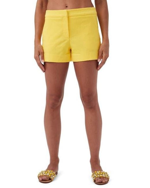 Trina Turk Yellow Corbin 2 Textured Cotton Short