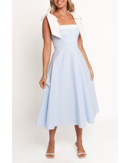 Petal & Pup Olinda Bow Strap Midi Dress in Blue | Lyst Petal & Pup Olinda Bow Strap Midi Dress in Blue | Lyst