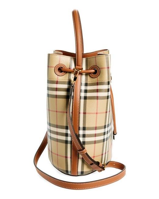 Burberry Black Small Check Coated Canvas Bucket Bag