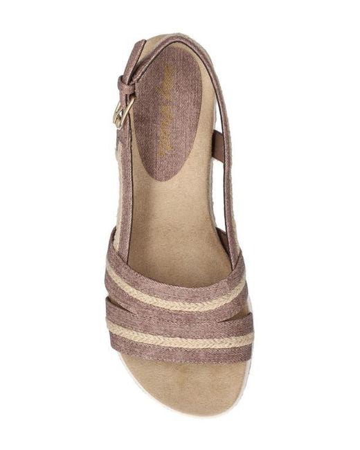 Easy Street Metallic Mel Espadrille Slingback Platform Wedge Sandal