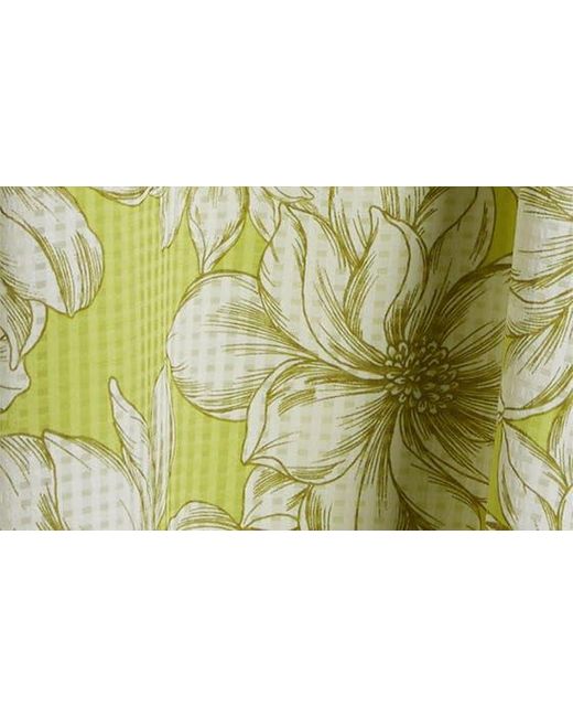 Anne Klein Yellow Floral Print Tie Waist Sleeveless Midi Dress
