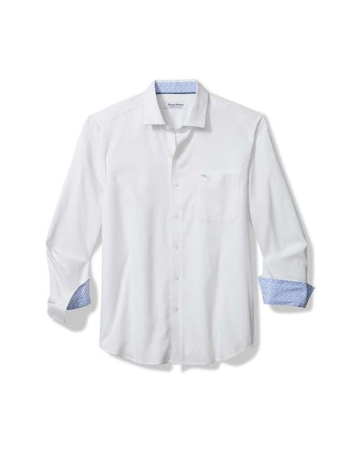 Tommy Bahama White Sarasota Stretch Ventura Coast Solid Islandzone Button-Up Shirt for men