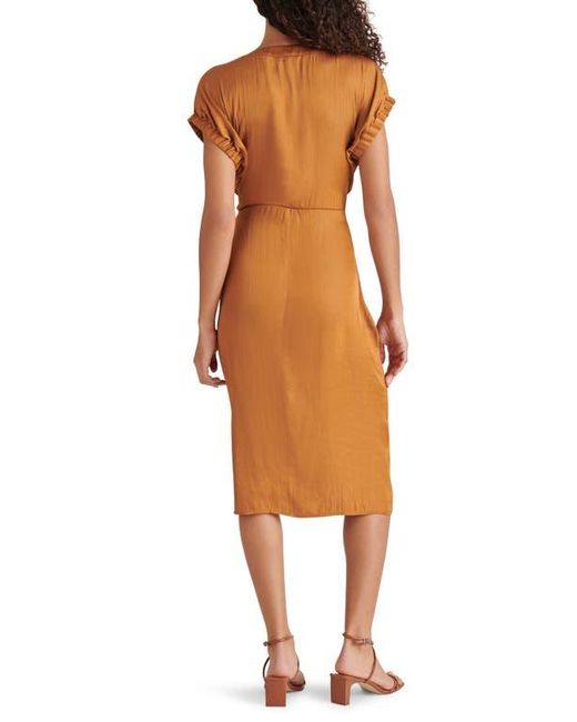 Steve Madden Brown Bruno Tie Waist Midi Dress