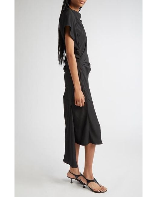 Proenza Schouler Black Hallie Hammered Viscose Asymmetric Hem Dress