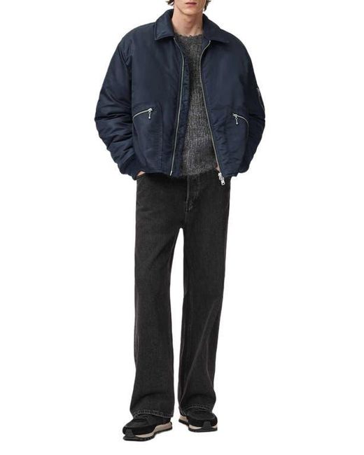 AllSaints Blue Fallon Nylon Bomber Jacket for men