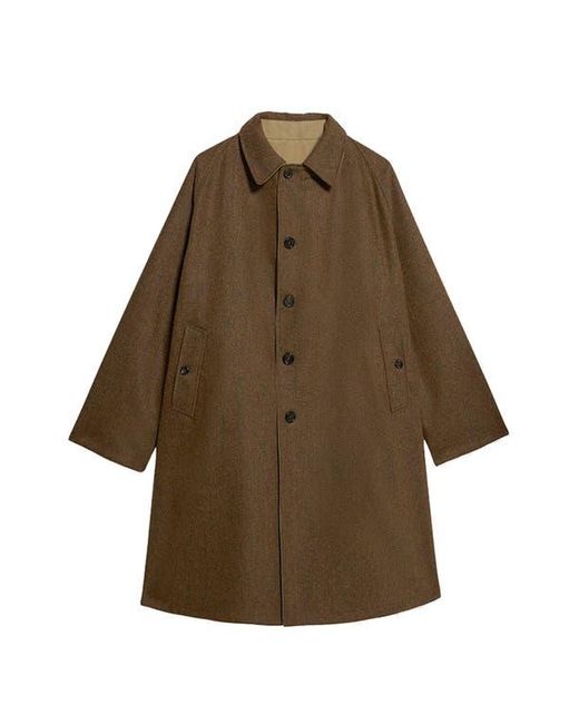 Fortela Brown Stanford Herringbone Wool Double-Faced Single-Breasted Coat for men