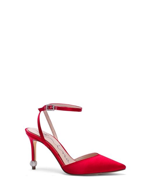 Nina Red Nasha Ankle Strap Pointed Toe Pump