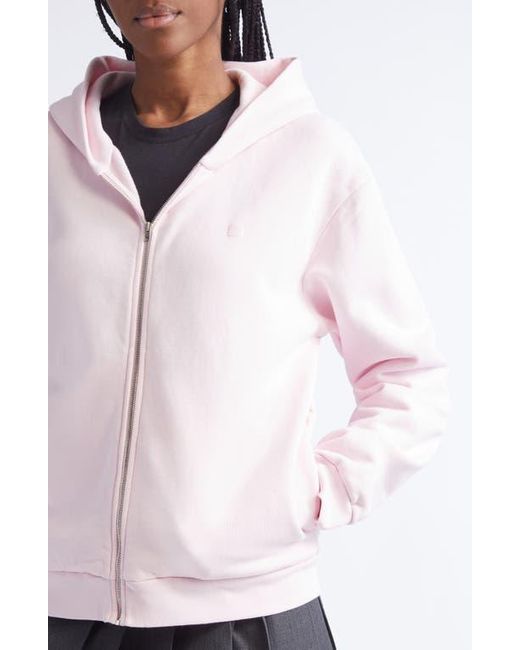 Acne Pink Fupiter Face Patch Fleece Zip Hoodie