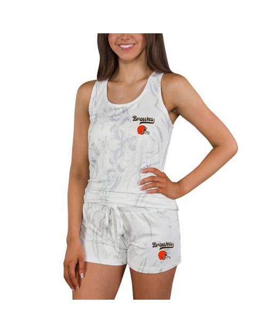 Concepts Sport White Cleveland Browns Quartz Hacci Knit Tank Top & Shorts Sleep Set