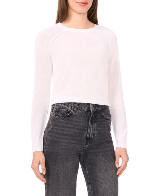 Halogen® White Crewneck Raglan Sleeve Sweater