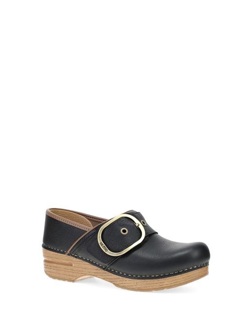 Dansko White Pearson Buckle Strap Clog