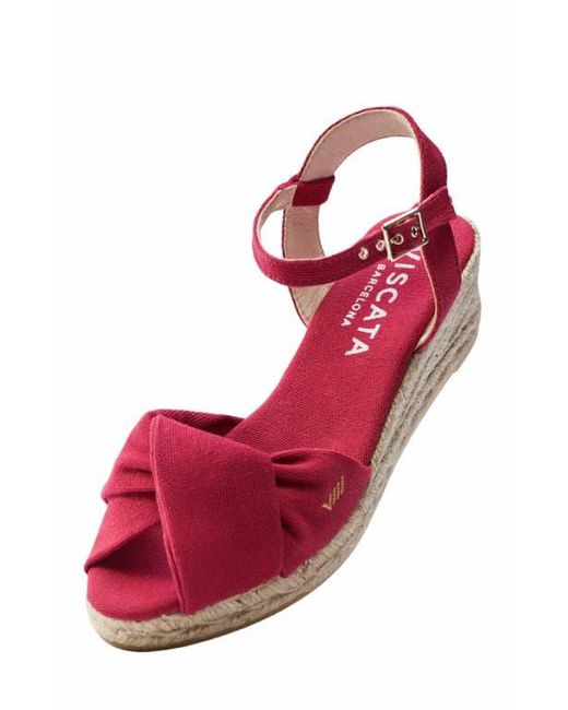 VISCATA Red Farella Canvas Espadrille Sandal Wedges