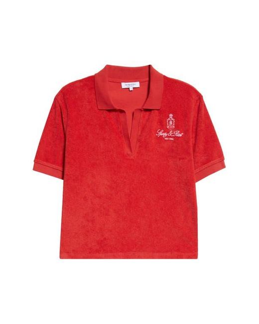Sporty & Rich Red Vendome Cotton Terry Polo