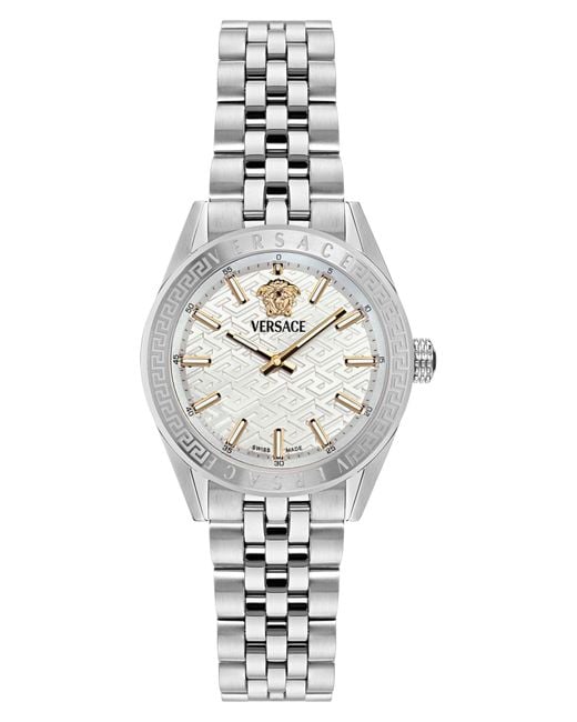 Versace Metallic V-Code Bracelet Watch, 36Mm