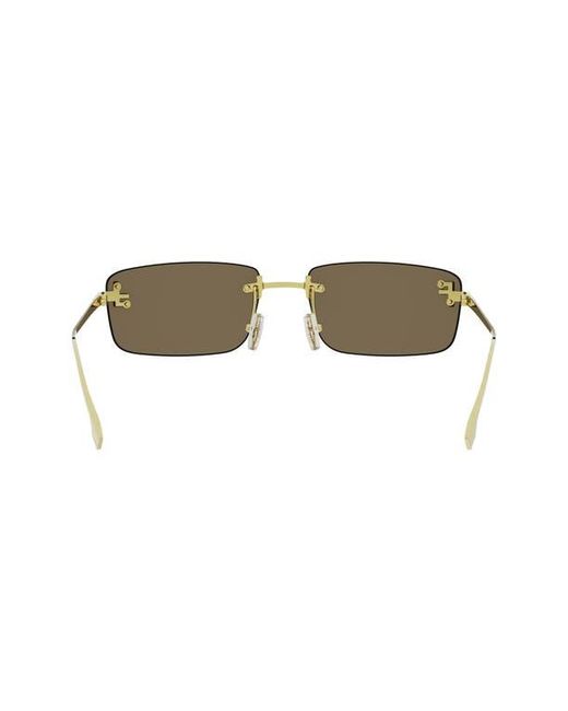 Fendi Brown First Crystal 54Mm Rimless Rectangular Sunglasses
