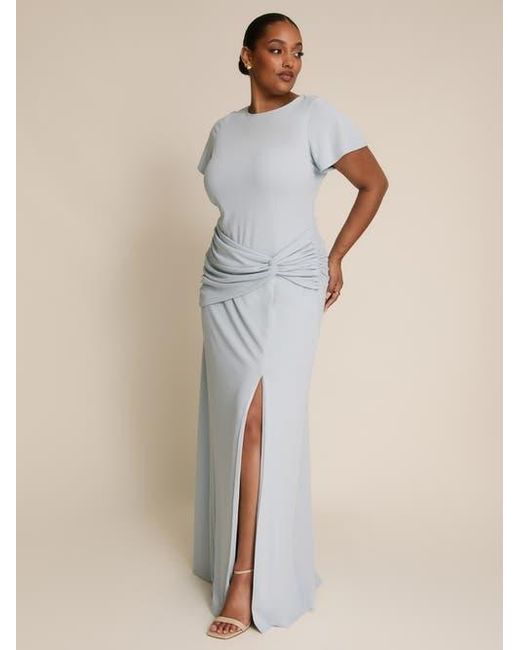 Six Stories Natural Knot Panel Flutter Sleeve Maxi Dress