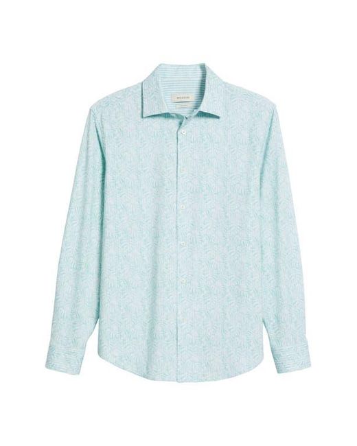 Bugatchi Blue Jimmy Ooohcotton Leaf Print Button-Up Shirt for men