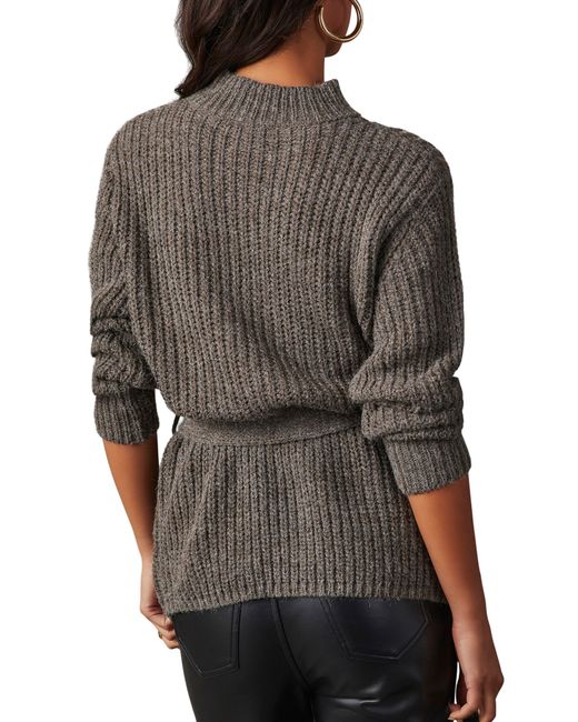 Vici Collection Black Wixson Rib Belted Mock Neck Sweater