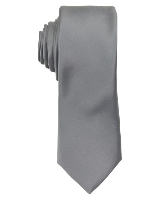 Brooklyn Brigade Gray Solid Satin Tie for men