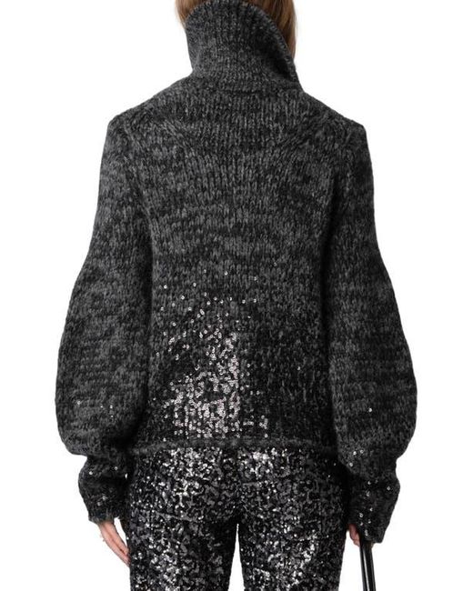 Zadig & Voltaire Black Tylia Sequin Turtleneck Cardigan