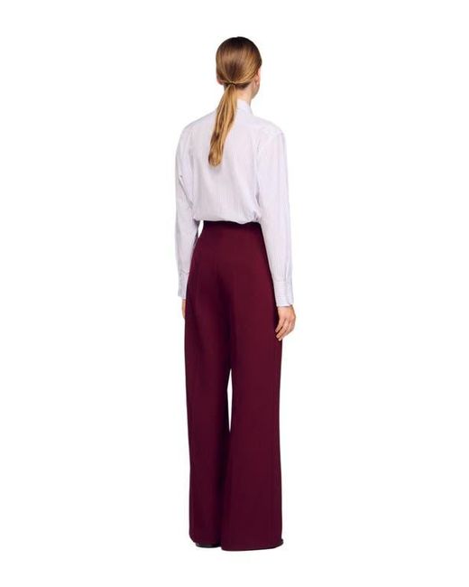 Sandro Red Wide-Leg Trousers