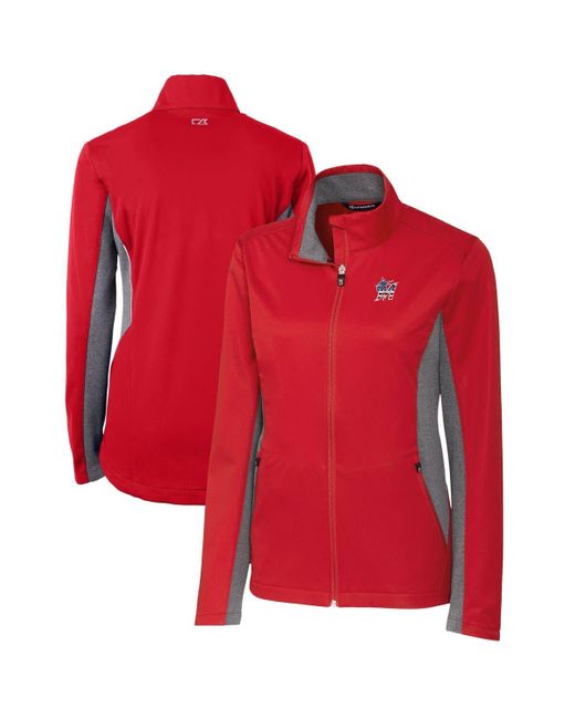 Cutter & Buck Red Miami Marlins Americana Logo Navigate Softshell Full-zip Jacket At Nordstrom