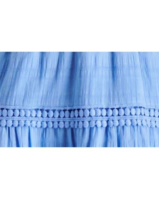 Steve Madden Blue Kahina Smocked Tiered Cotton Sundress