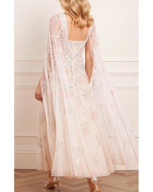 Needle & Thread Pink Versailles Ditsy Cape Sleeve Ankle Gown