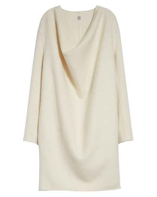 Totême  White Cowl Neck Long Sleeve Double Face Wool Dress