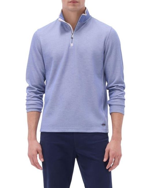 Bugatchi Blue Quarter Zip Performance Pullover for men