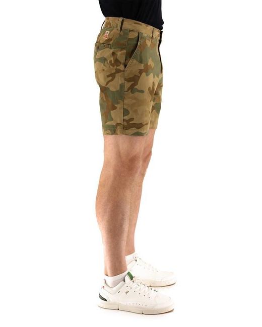 DEVIL-DOG DUNGAREES Green Camo Print 7-Inch Performance Stretch Chino Shorts for men
