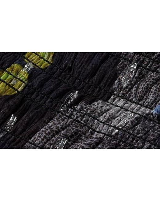 Scotch & Soda Gray Long Sleeve Smocked Waist Chiffon Top