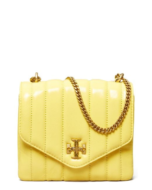 Tory Burch Kira Square Patent Leather Crossbody Bag in Yellow | Lyst