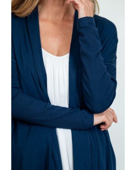 JJwinks Blue Bff Open Front Lightweight Pocketed Cardigan