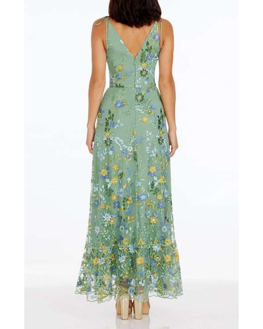 Dress the Population Green Sunny Embroidered Floral A-line Gown