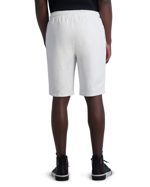Karl Lagerfeld Black Marble Print Cotton Bermuda Shorts for men