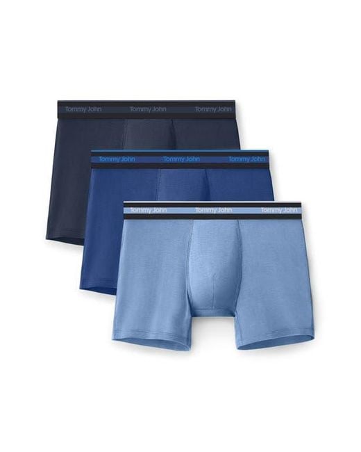 Tommy John Blue 3-Pack Comfort Micro 4-Inch Boxer Briefs for men