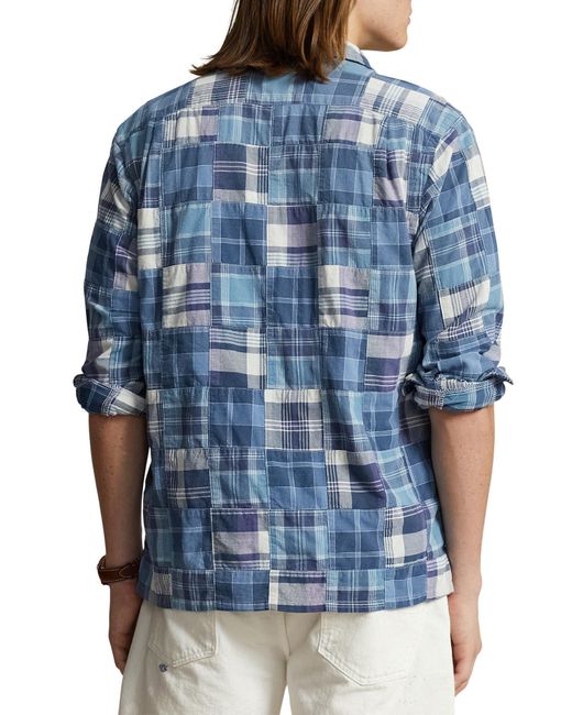 Polo Ralph Lauren Blue Madras Patchwork Button-up Shirt for men