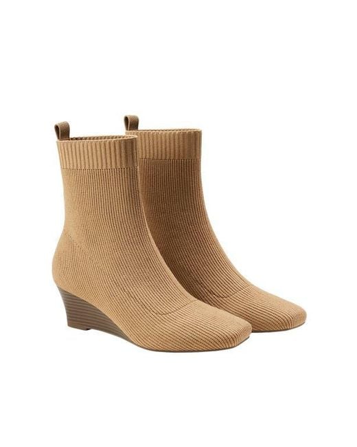 VIVAIA Brown Margot Wedge Bootie Square-Toe Water-Repellent Boots