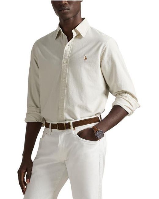 Polo Ralph Lauren Gray The Iconic Solid Cotton Button-Down Oxford Shirt for men