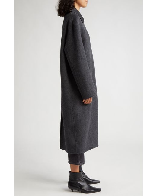 relaxed fit double faced wool coat