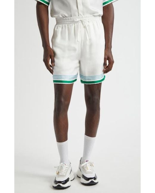 Casablanca White Silk Drawstring Shorts for men