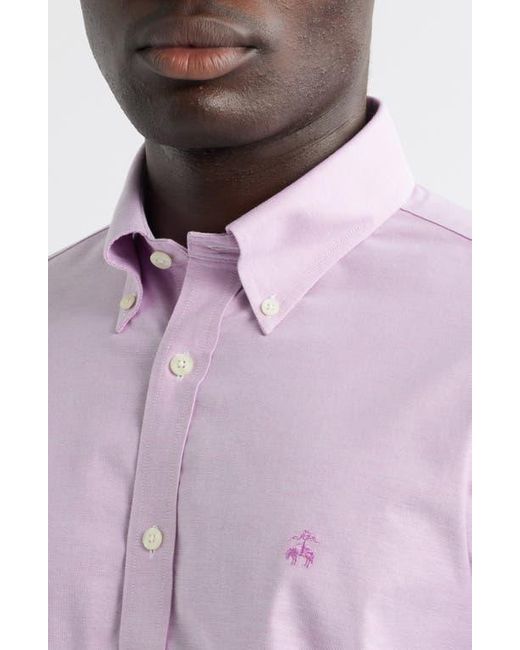 Brooks Brothers Pink Non-Iron Regular Fit Stretch Cotton Button-Down Oxford Shirt for men