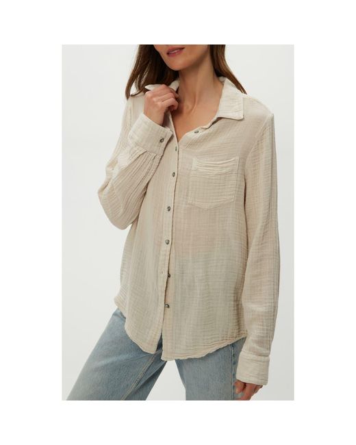 Michael Stars Natural Ernie Cotton Gauze Button-Up Shirt
