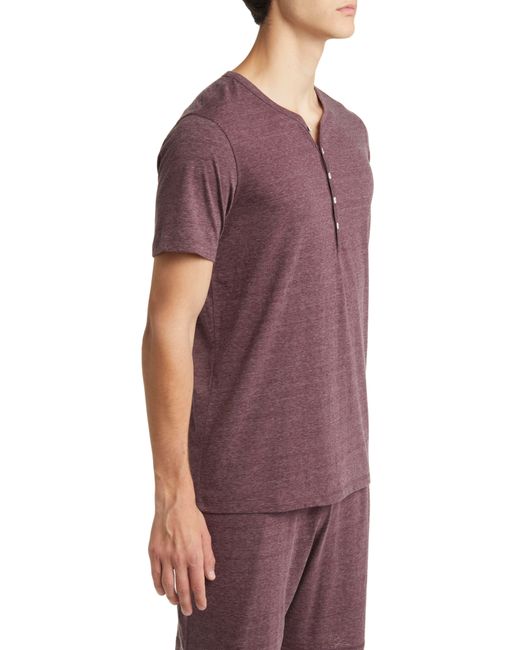 Daniel Buchler Purple Heathered Recycled Cotton Blend Henley Pajama T-shirt for men