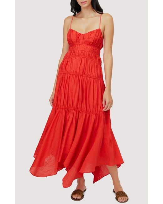 LOST AND WANDER Red Lost + Wander Hidden Oasis Sleeveless Maxi Dress