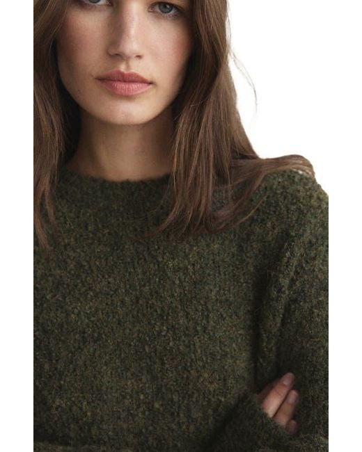 Mango Green Bouclé Sweater