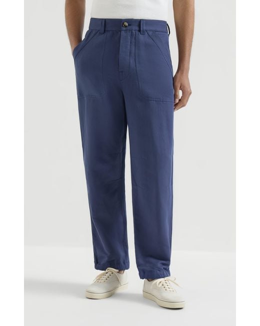 Brunello Cucinelli Blue Drill Trousers for men