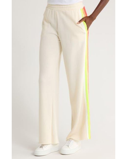 Aviator Nation Natural 5-Stripe Wide Leg Sweatpants