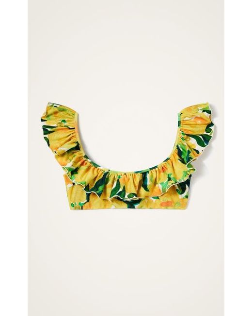 LaDoubleJ Yellow Ruffle Bikini Top